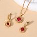 Women's Jewelry Set K Gold Plated Temperament Copper Inlaid Ruby Zircon Necklace Ring Earrings Jewelry Set_voghion.com