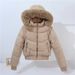 Doudoune courte convertible à manches amovibles et capuche en fausse fourrure pour femme - Manteau d'hiver taille haute doublé polaire épaisse_voghion.com