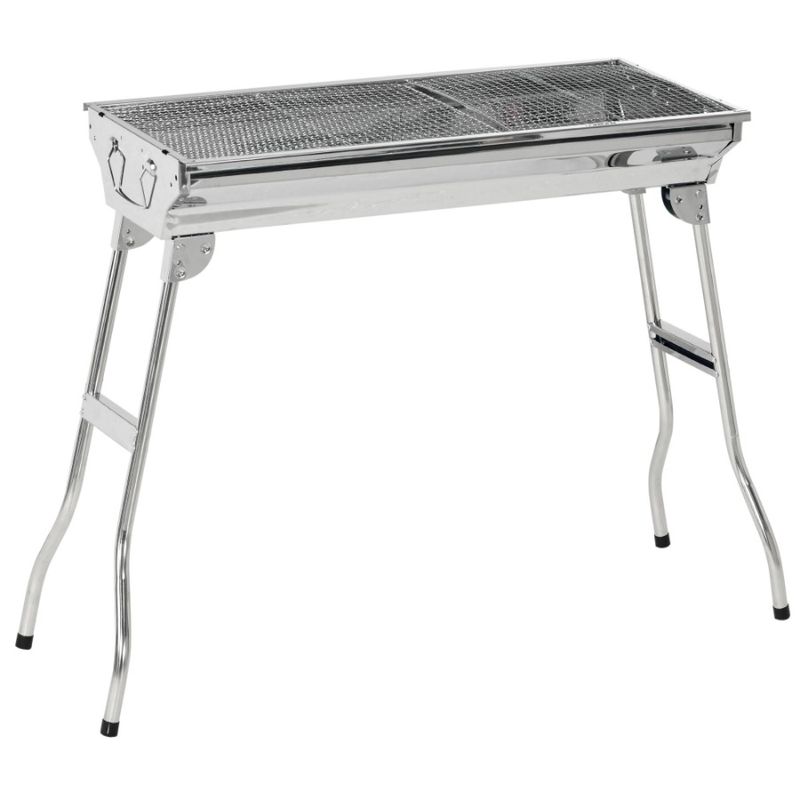 Tailgating And Backyard Trav Grill Party Charcoal Stainless Folding Grill Portable Picnic BBQ For Camping Cooking Outdoor Steel_voghion.com