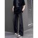 Men's Black Flared Jeans – Stretch Denim With Drawstring Waist & Fleece Lining (Gradient Black/Faded Black)_voghion.com