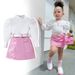 Mother & Kids Children's Clothing For Small And Medium Sized Girls, New Autumn Suits, Puff Sleeve Tops + Pu Leather Skirts + Belts, Three Piece Suits_voghion.com