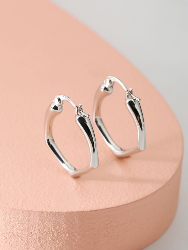 Earrings Simple Irregular Curve Ear Clip Light Luxury High End Ear Ring Polygon Earring Earrings_voghion.com