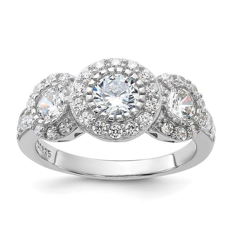 Sterling Silver CZ 3-stone Ring_voghion.com
