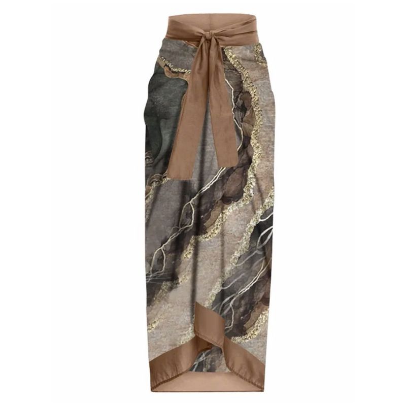 French Retro Print One-piece Swimsuit Women's Resort Beach Skirt Covering Belly and Slimming Swimsuit_voghion.com