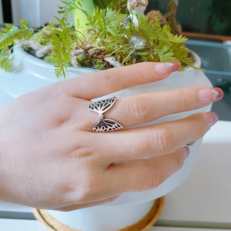 Minimally Cold Style Hollow Flower For Women, Personalized Vintage Ring, Light Luxury, Niche Design, Index Finger Ring_voghion.com