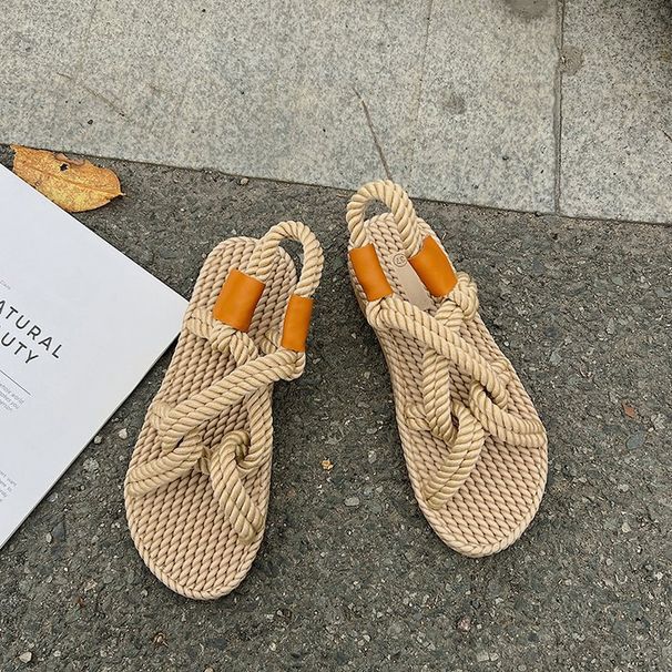 Women's Flat Woven Sandals Women's Summer Outer Wear Beach Bohemian Sandals Summer_voghion.com