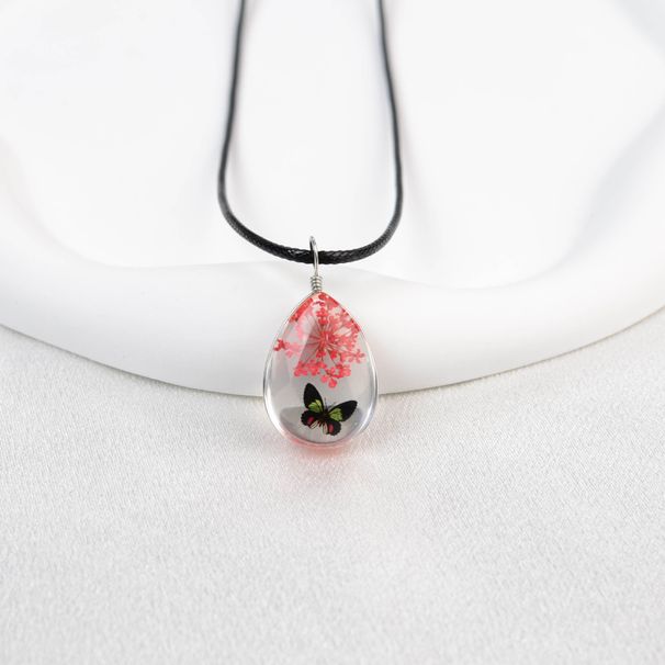 Collana con fiore in pizzo e cielo stellato in stile fresco, goccia d'acqua in vetro, tempo Jingdezhen, vendita calda_voghion.com