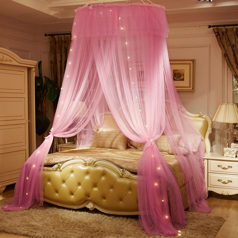 Black Dome Bed Curtain Mosquito Net Home Ceiling Princess Style Free Installation Double Bed 1.5 Meters 1.8_voghion.com