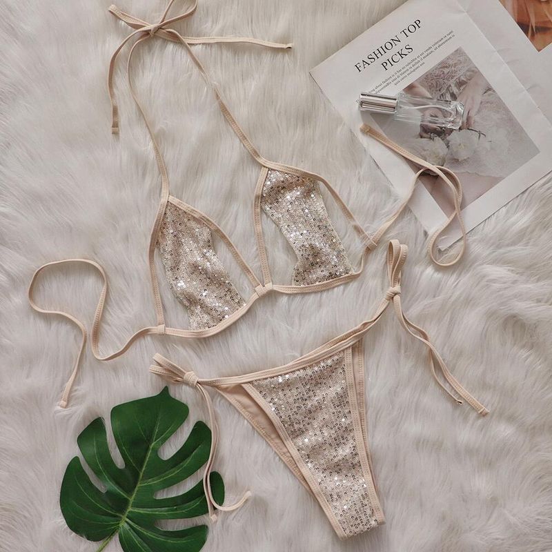 Maillot de bain sexy à paillettes pour femme, nouveau modèle, à bretelles, ajouré, en stock_voghion.com