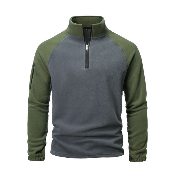 Wende-Fleecepullover für Herren – Winter-Thermo-Sweatshirt mit Reißverschluss am Hals, weiches doppelseitiges Polarfleece, lässige Streetwear (Königsblau_voghion.com