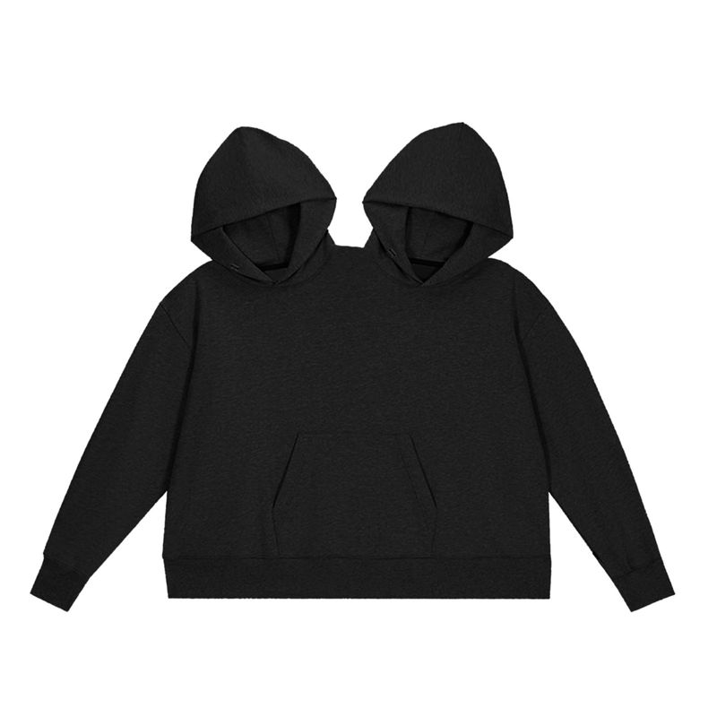 Creative Couple Two Person One Piece Intimate Hooded Loose Solid Color Sweater_voghion.com