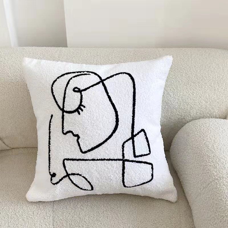 Cuscino di lusso in pile di peluche bianco - Design minimalista astratto per divano, letto e auto_voghion.com