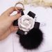 Korean Creative Bowknot Camellia Keychain Bag Pendant Women's Fox Fur Ball Key Ring Fashion Accessory_voghion.com