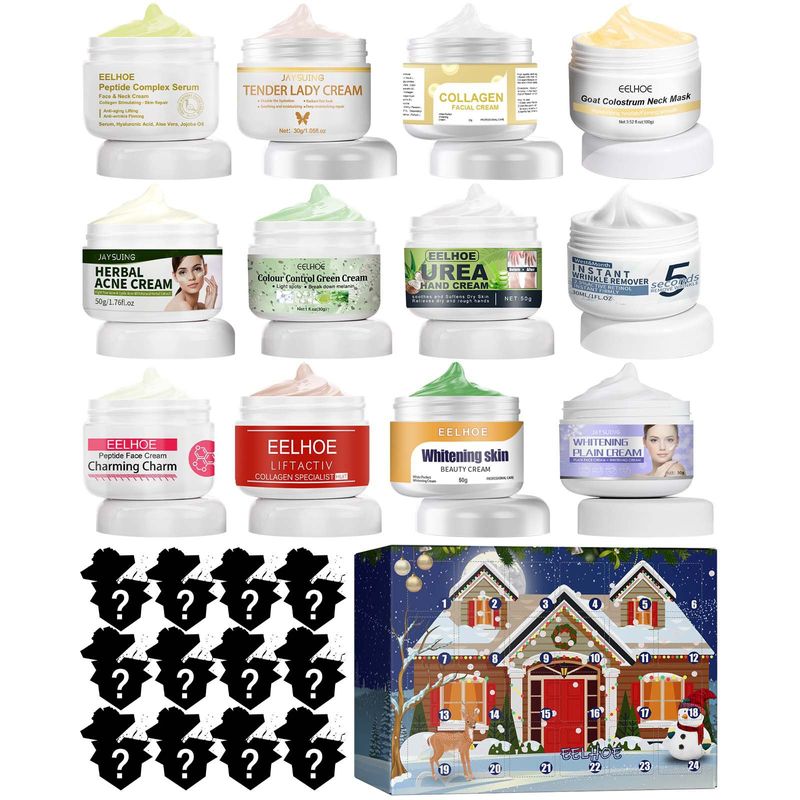 Crema viso natalizia EELHOE, idratante, idratante, bellezza, confezione cieca da 24 prodotti per la cura della pelle_voghion.com