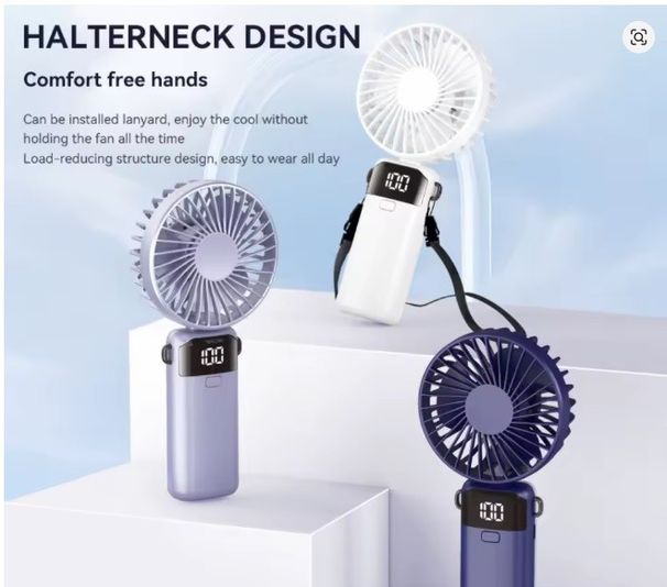 Mini-USB-Ventilator Typ C, wiederaufladbar, 1200 mAh, faltbarer Handlüfter mit Ständer_voghion.com