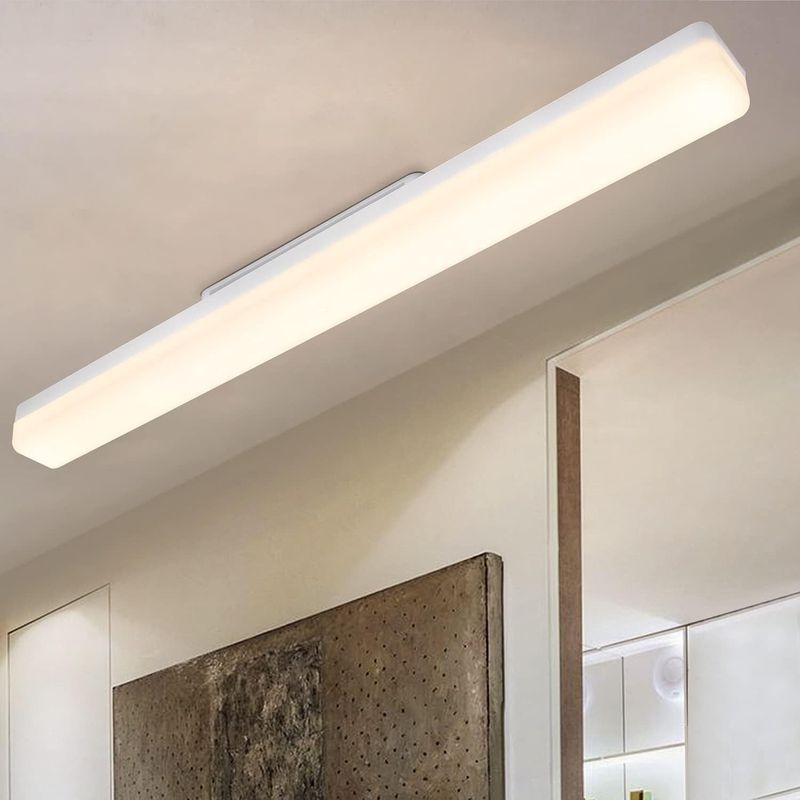 Deckenlampe LED Deckenleuchte Weiß-24W Tageslicht Decke 60cm Küchenlampe Lang 4000K Kellerlampe Neutralweiß Innen Tageslichtlampe Für Flur Garage Büro_voghion.com