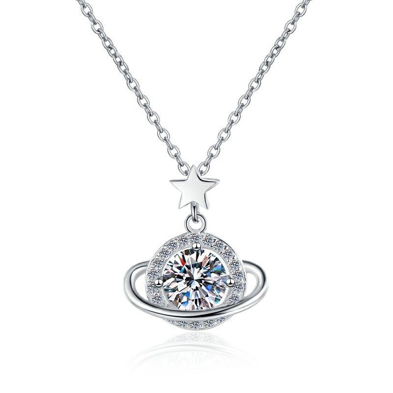 Planet Surrounding Necklace Women's Light Luxury Stars Niche Design Simple High-end Sense Send Girlfriend Girlfriend Collarbone Chain_voghion.com