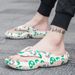 Cross border 2022 new men's thick soled flip flops for women to wear graffiti print flip flops with a sense of shit stepping sandals large size_voghion.com