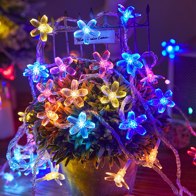 Guirlande lumineuse LED en forme de fleur de cerisier avec batterie/alimentation USB – Guirlande lumineuse d'intérieur étanche de 3 m, 20 LED, pour chambre, Noël et décoration de fête_voghion.com
