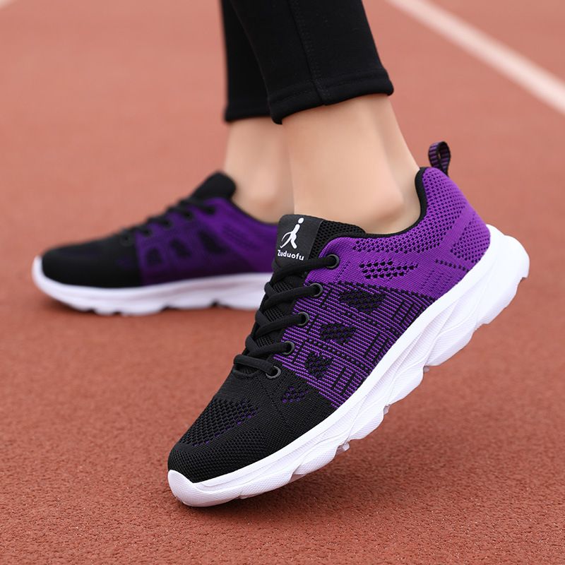 Women's spring mesh breathable sports women's flat heels, soft soles, running casual single shoes, fly woven fashion_voghion.com
