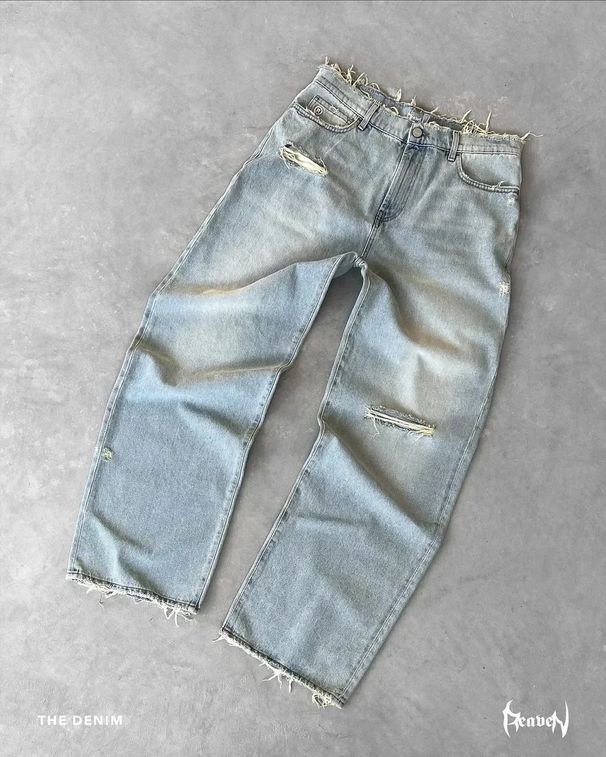 Pestud Distressed ühevärvilised teksad, Unisex tänavamood vabaaja teksad_voghion.com