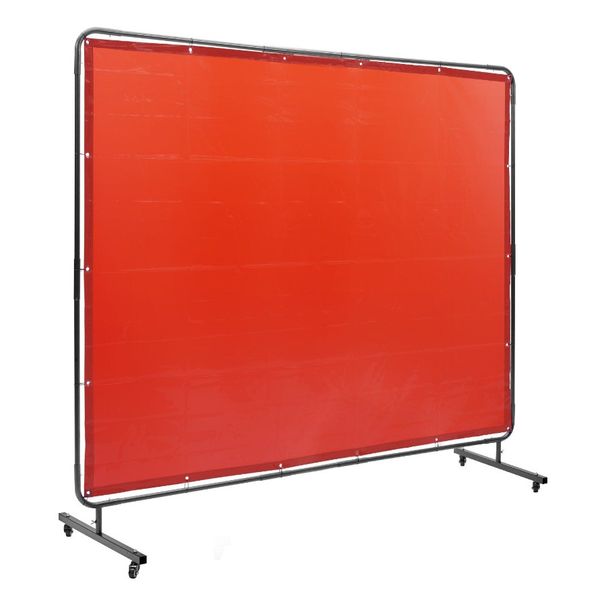 X Wheels Screen 8' Welding 2 FlameResistant Swivel Frame Welding Curtain 4 Protection L Vinyl Screen With On 6' Welding Screen_voghion.com