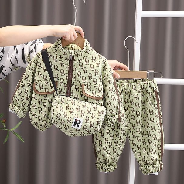 Abbigliamento per bambini Abiti primaverili per bambini per ragazzi e ragazze Giacca con tracolla a forma di R primaverile e autunnale Abiti primaverili in tre pezzi_voghion.com