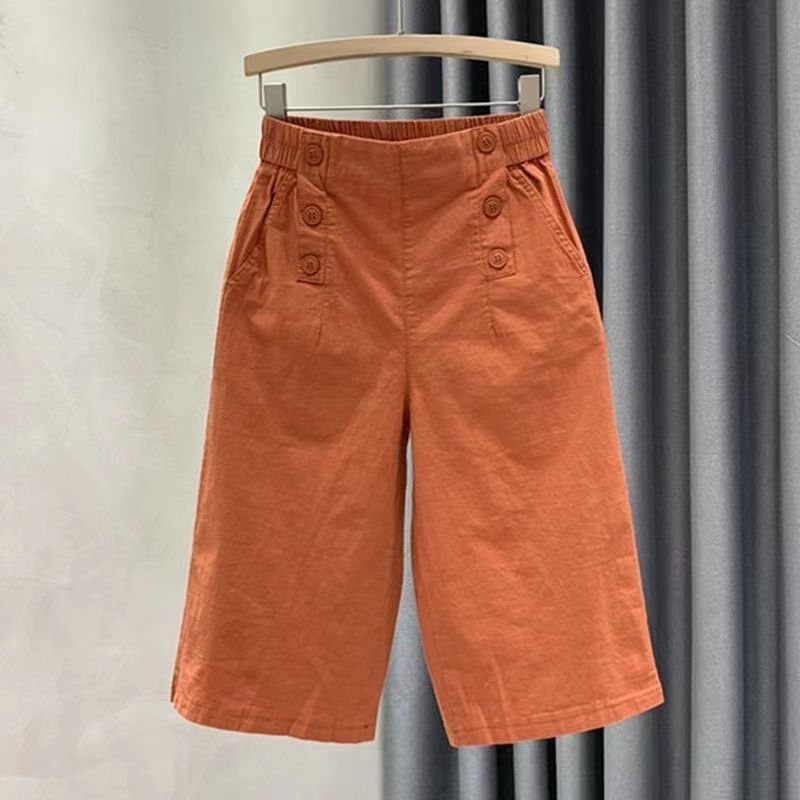 Pure Cotton Casual Elastic Waist, Women's Wide Leg Pants, Summer Slimming Thin Style, Capris, Versatile Harlan Pants_voghion.com