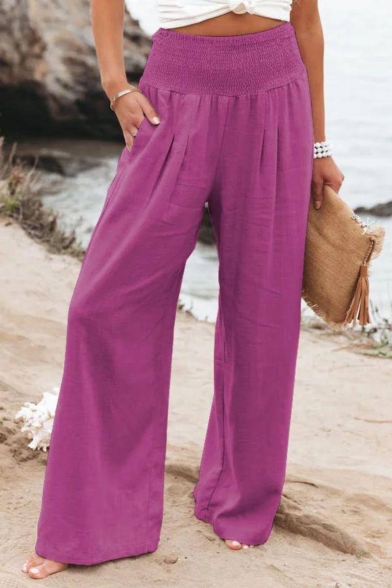 Îmbrăcăminte pentru femei pantaloni noi pentru femei Office Lady bumbac in buzunare solide lejeritate casual alb pantaloni lungi cu picior larg_voghion.com