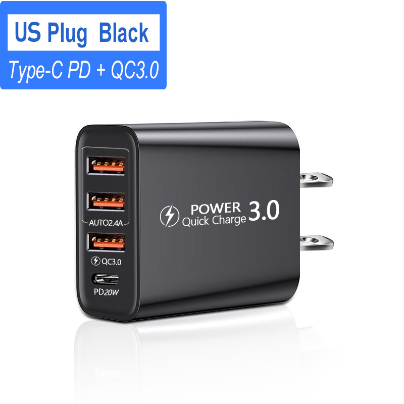 USB 60W Charger Quick Charging Quick Charging 3.0 QC3.0 Phone 4-port C-type PD Wall Adapter for iPhone 14 13 X         QC        i_voghion.com