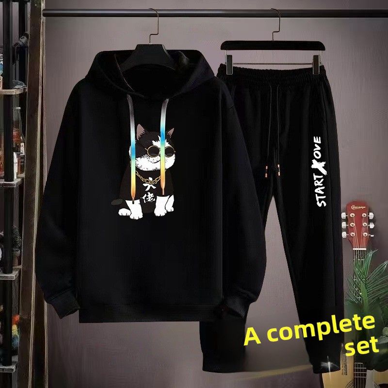 Herbst High-End-Kapuzenpullover Freizeitanzug Ruffian Hübsches Herrenbekleidungsset mit Leggings Sport Zweiteiliger Anzug_voghion.com