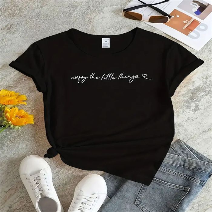 Dammode, fritid, hempendling, all-match, rund hals, kortärmad t-shirt_voghion.com