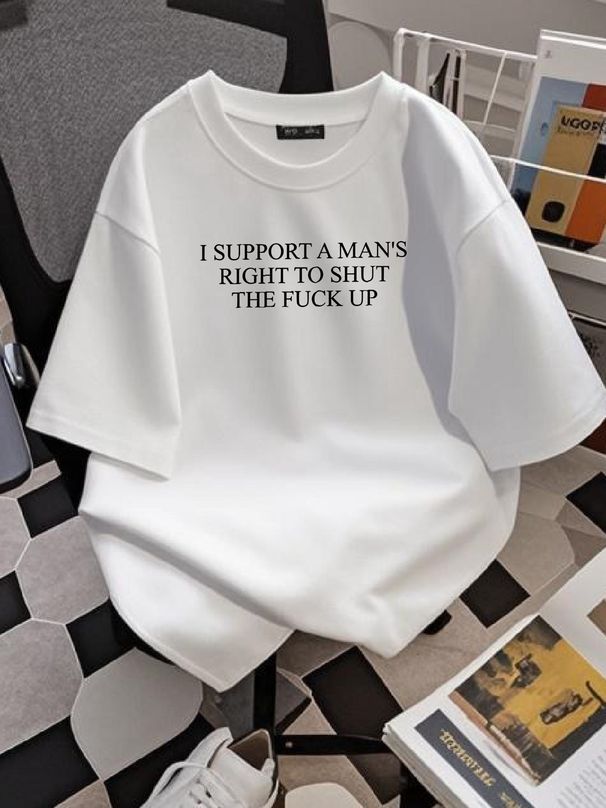 Sostengo il diritto di un uomo a stare zitto, maglietta divertente con meme, grafica morbida, versatile, comoda e traspirante, da indossare tutti i giorni, streetwear_voghion.com
