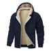 Sudadera con capucha y cremallera para hombre - Sudadera de forro polar con forro de sherpa, cálida y de invierno, chaqueta informal para hombre (negro, rojo oscuro, azul marino)_voghion.com