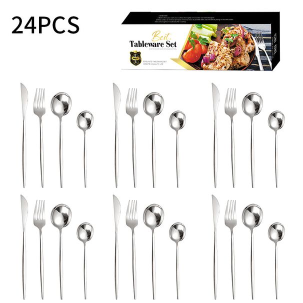 Set di posate in acciaio inossidabile, set di posate portoghesi in acciaio inossidabile da 24 pezzi_voghion.com