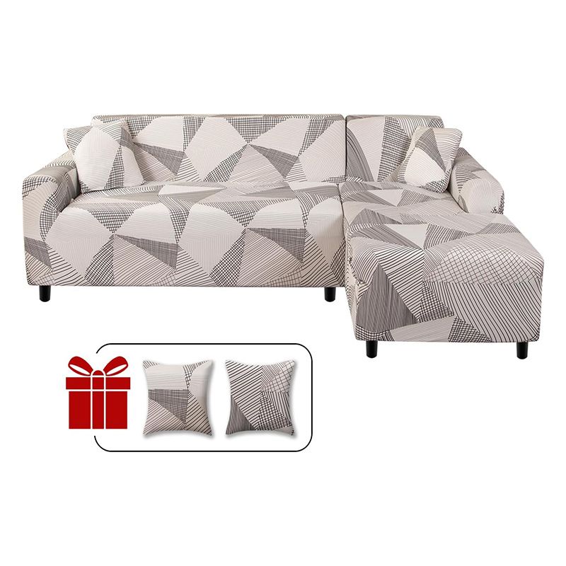 Printed elastic sofa cover milk silk all-inclusive sofa cover L-type combination anti-cat scratch sofa cushion cover towel_voghion.com