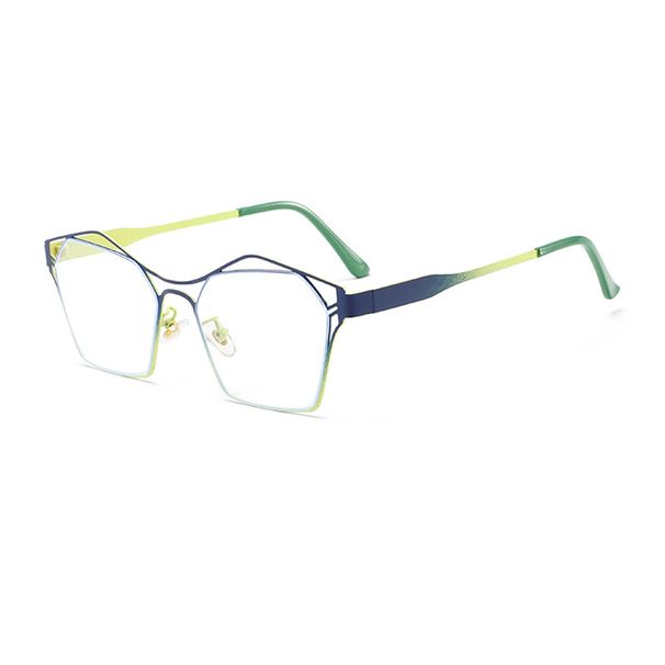 Irregular Multi-Sided Metal Anti-Blue Light Non-Prescription Fashion High-End Bare Face Glasses Frame 66053_voghion.com