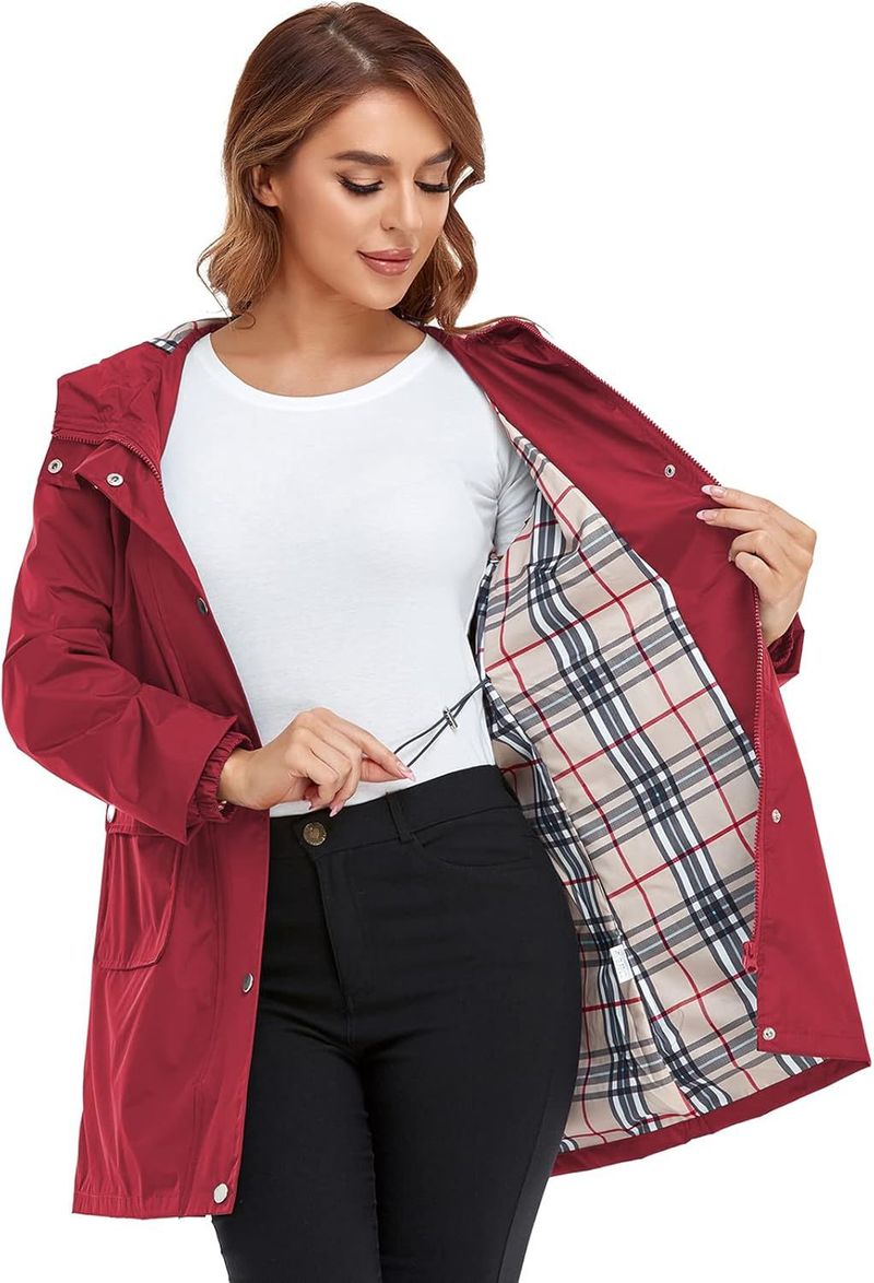 Women's Clothing Hot Sale Women's Windbreaker Waterproof Hooded Lightweight Women's Rainproof And Windproof Outdoor Windbreaker Long_voghion.com