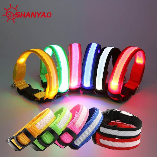 LED Light-Up Flashing Fabric Fiber Optic Collar Outdoor Walking Necklace Pet Dog Neck Ring Wholesale_voghion.com
