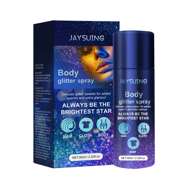 Jaysuing Glitter Spray Gesiicht Kierper Schléissebeen Hoer Highlighter Spray Owendatmosphär Ophellend Glitter_voghion.com