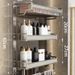 Set organizer salvaspazio per il bagno - Portasciugamani in alluminio resistente con ripiani e ganci, montaggio a parete senza fori_voghion.com