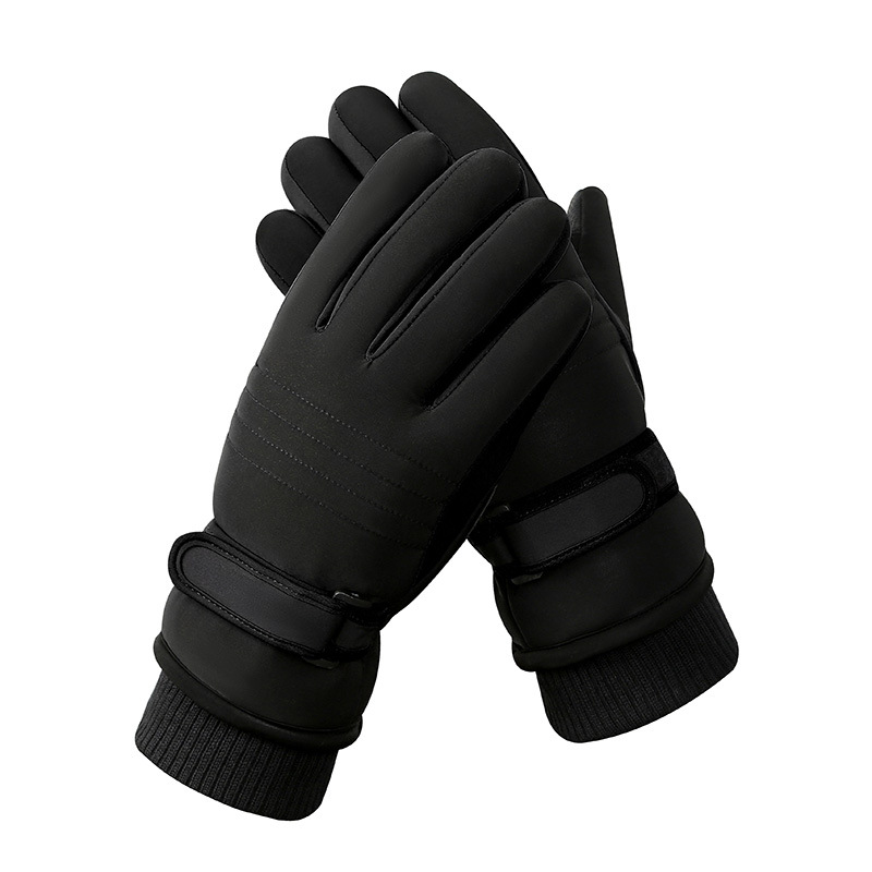 Winter ski gloves men's fleece thickened outdoor riding windproof cold touch screen fashion five-finger warm gloves_voghion.com