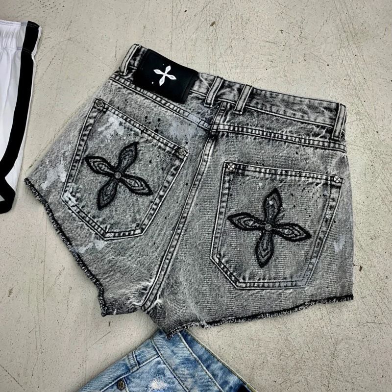Pantaloncini in denim strappati con ricamo a mano, da donna, con fiori, vita alta, aderenti, stile hot girl, tendenza casual_voghion.com