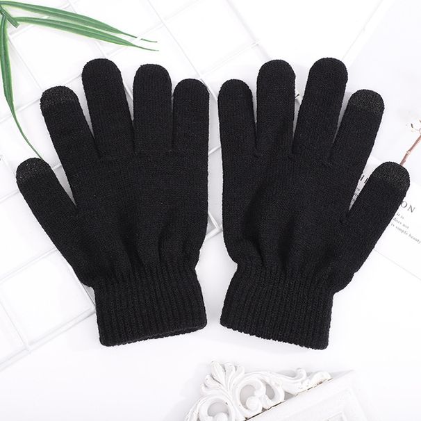Men's Winter Padded Brushed Knitted Touch Screen Outdoor Riding Cold-proof Warm Game Gloves Factory Direct Batch_voghion.com