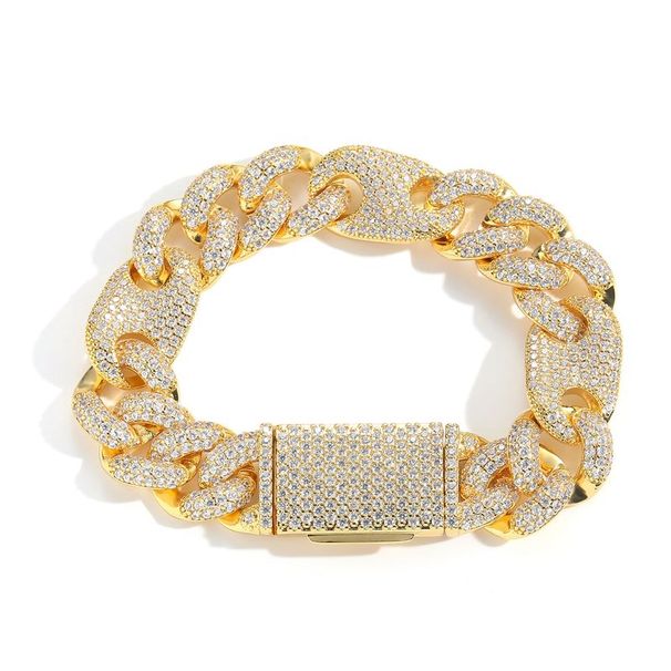 Bracciale unisex Hip Hop con zirconi, 15 mm, catena cubana a forma di naso di maiale, tre a uno, accessori alla moda per uomo_voghion.com