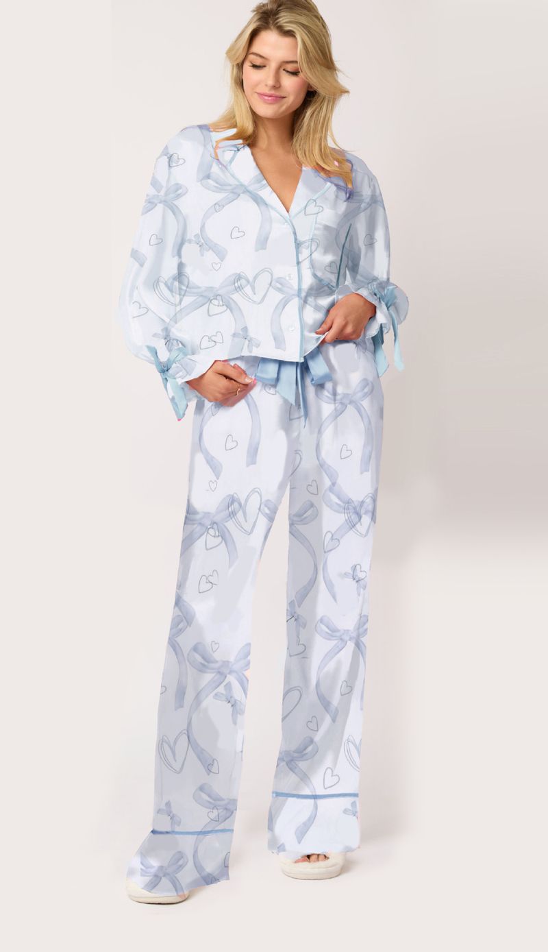 Damen Nachtwäsche Neu Bedrucktes süßes Pyjama-Set Langarm-Hosen-Set Damen_voghion.com
