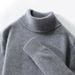 Gola alta 100 lã para homens, pulôver de cor sólida, camada interna, gola virada, malha de cashmere larga e casual_voghion.com