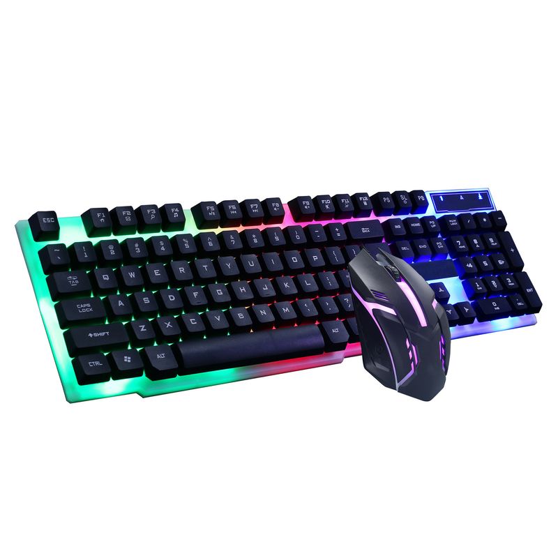 Xinweiqing 2Pcs/Set GTX300 Mouse com fio colorido Backlight Plastic Gaming Keyboard Set para computador_voghion.com