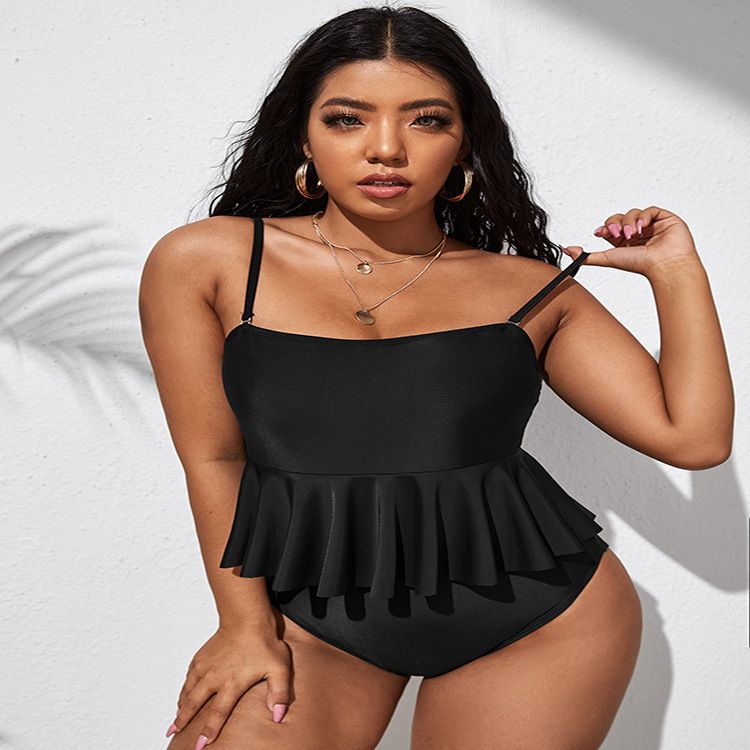 Einteiliger Badeanzug mit Spitzenrücken für Damen – Sexy Neckholder-Monokini für Strand und Pool (hoher Schnitt, Bauchkontrolle, reine Farbe)_voghion.com