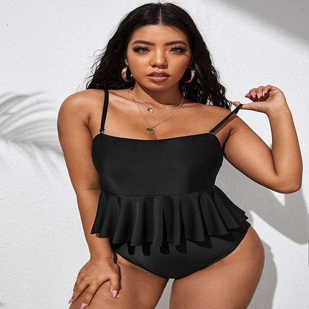 Einteiliger Badeanzug mit Spitzenrücken für Damen – Sexy Neckholder-Monokini für Strand und Pool (hoher Schnitt, Bauchkontrolle, reine Farbe)_voghion.com